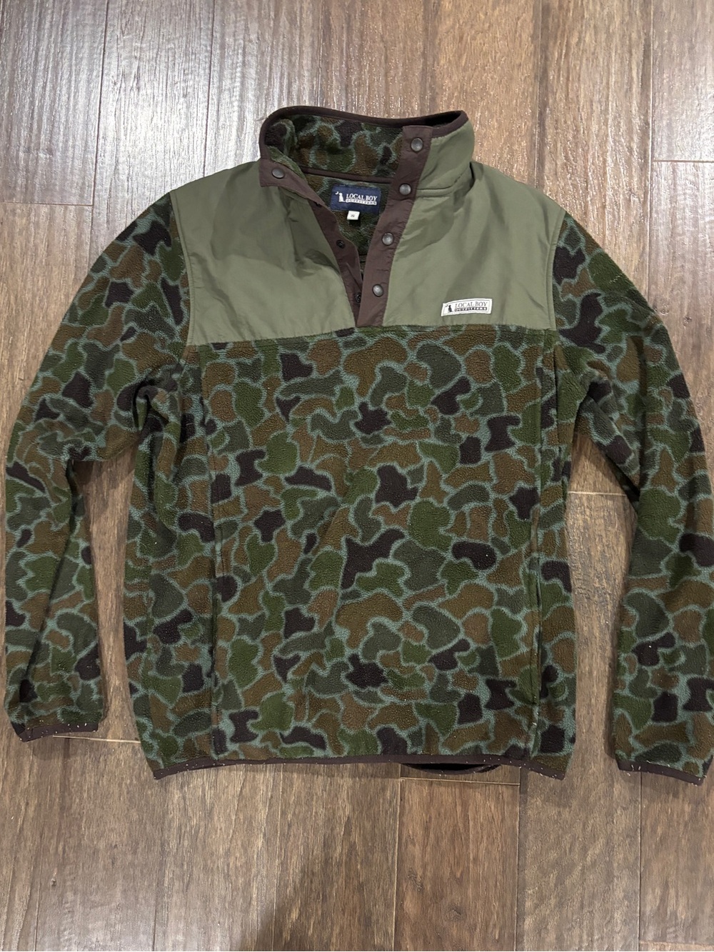 Local Boy Outfitters Men’s Camo Fleece Pullover - Green Small